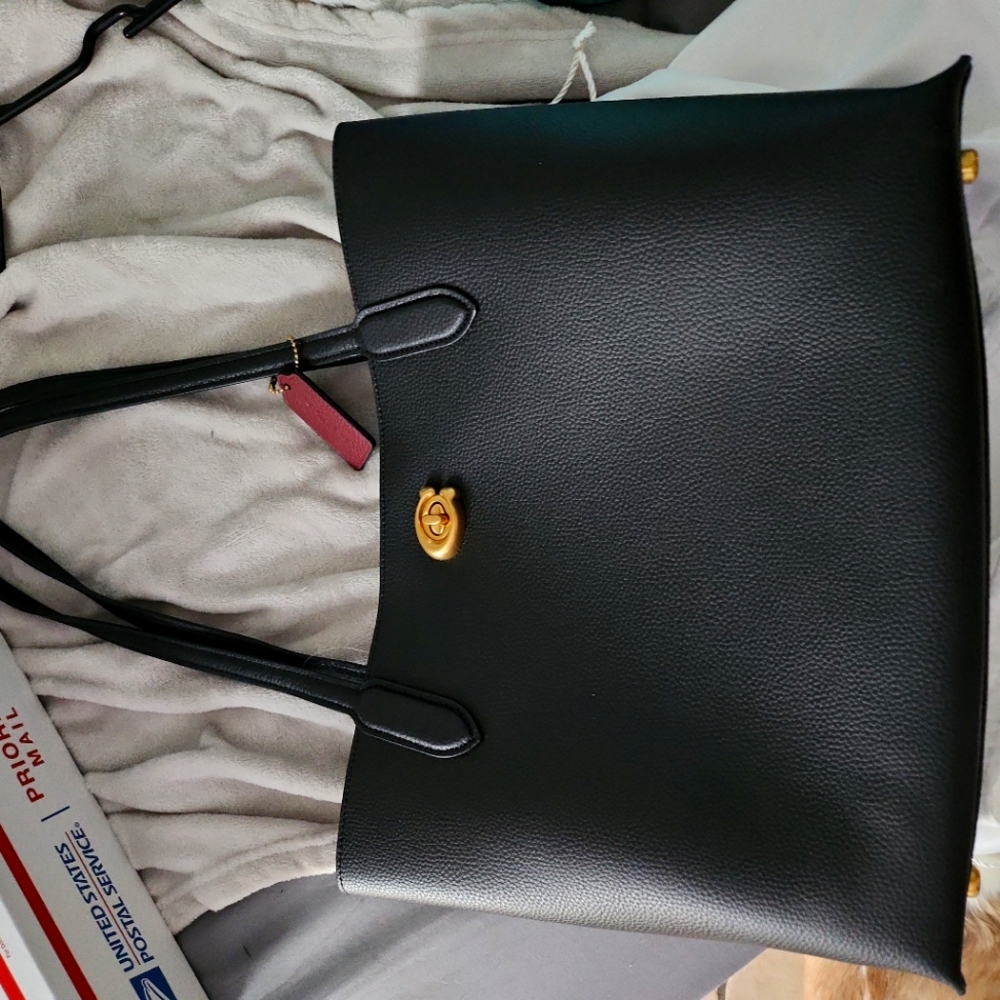 Coach Willow Tote black and brass with red interior